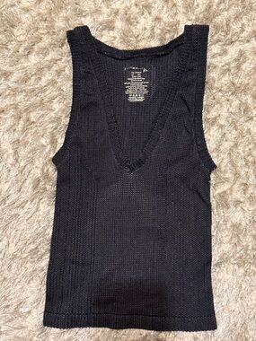 Free People Black Knit V‑Neck Tank Top
